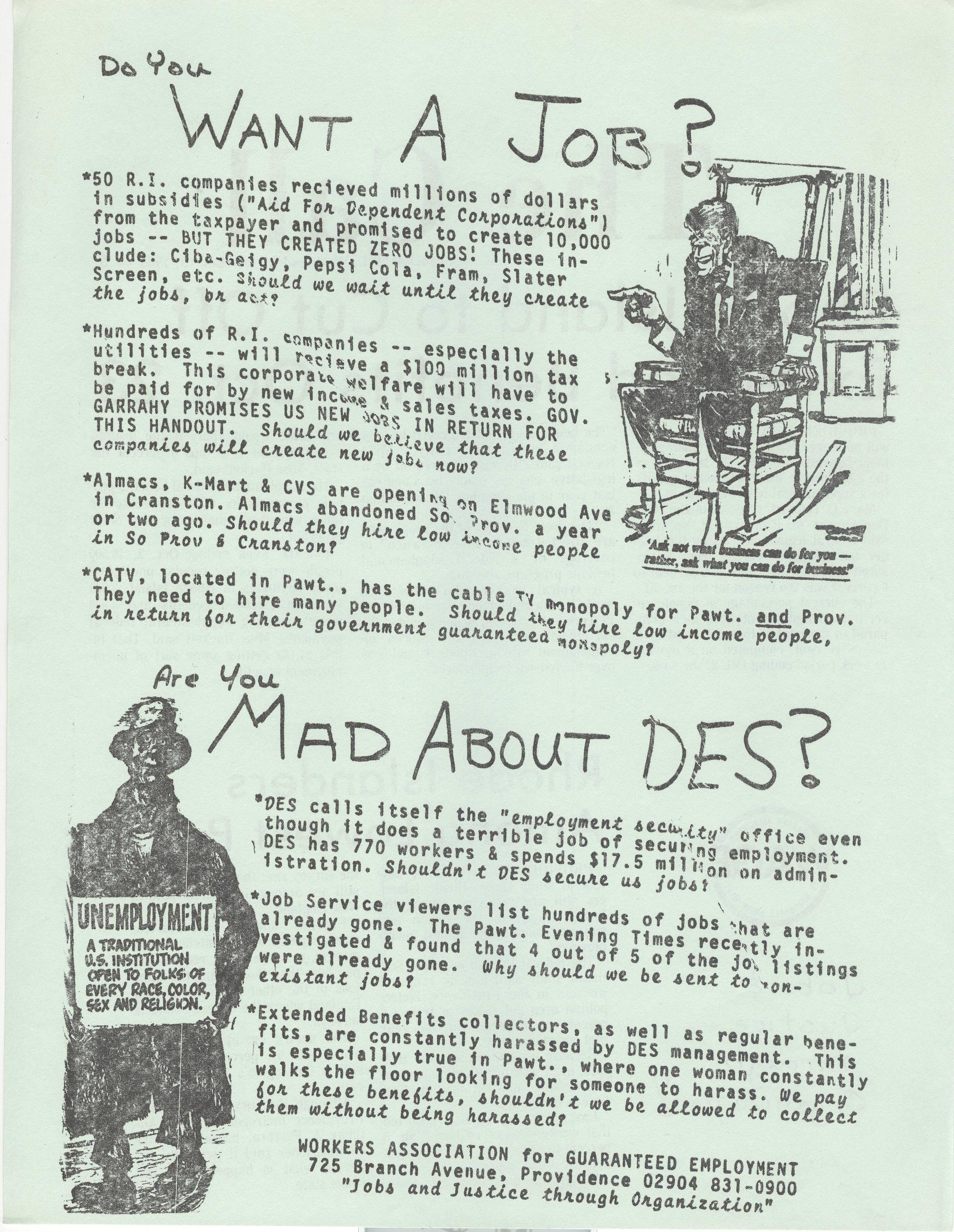 MSS 966, Box 1, Folder: WAGE - Posters