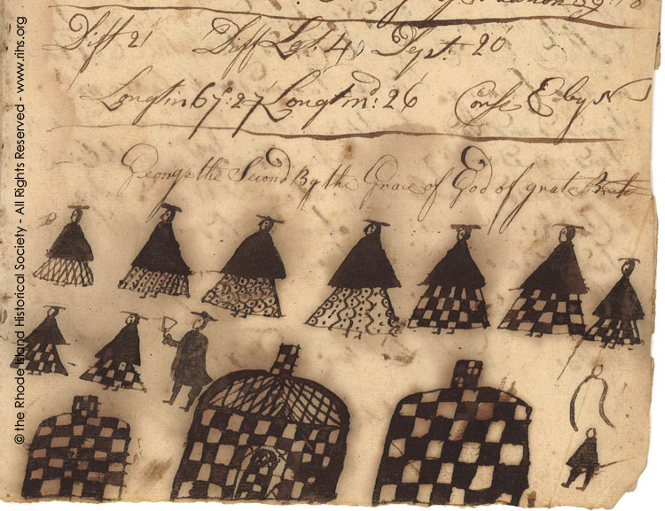 Logbook of the Cumberland (detail), 1748. MSS 828